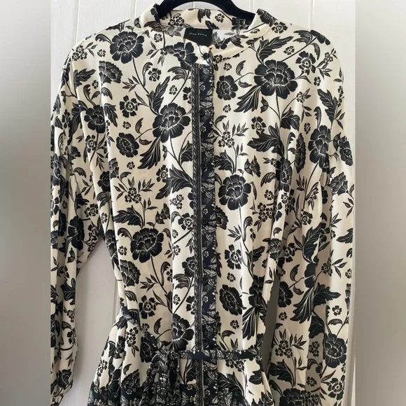 Alex Marie Women’s Black And White Floral Belted Dress Size 10 - Picture 4 of 8